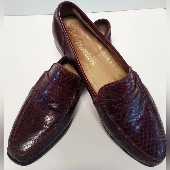 Nettleton Shoes Handcrafted Italy 6305 10M Snakeskin Fire-Red/Brown Penny Loafer Nettleton Shoes Handcrafted Italy 6305 10M Snakeskin Fire  main image 3